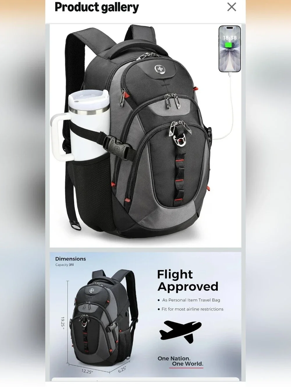 Swiss Travel Backpack College School Laptop Backpack Usb Charging Port